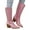 Pink, variant on Women Sparkly Rhinestones Knee High Boots Pointed Toe Chunky Heels Mid Calf Knee High Cowboy Western Boots