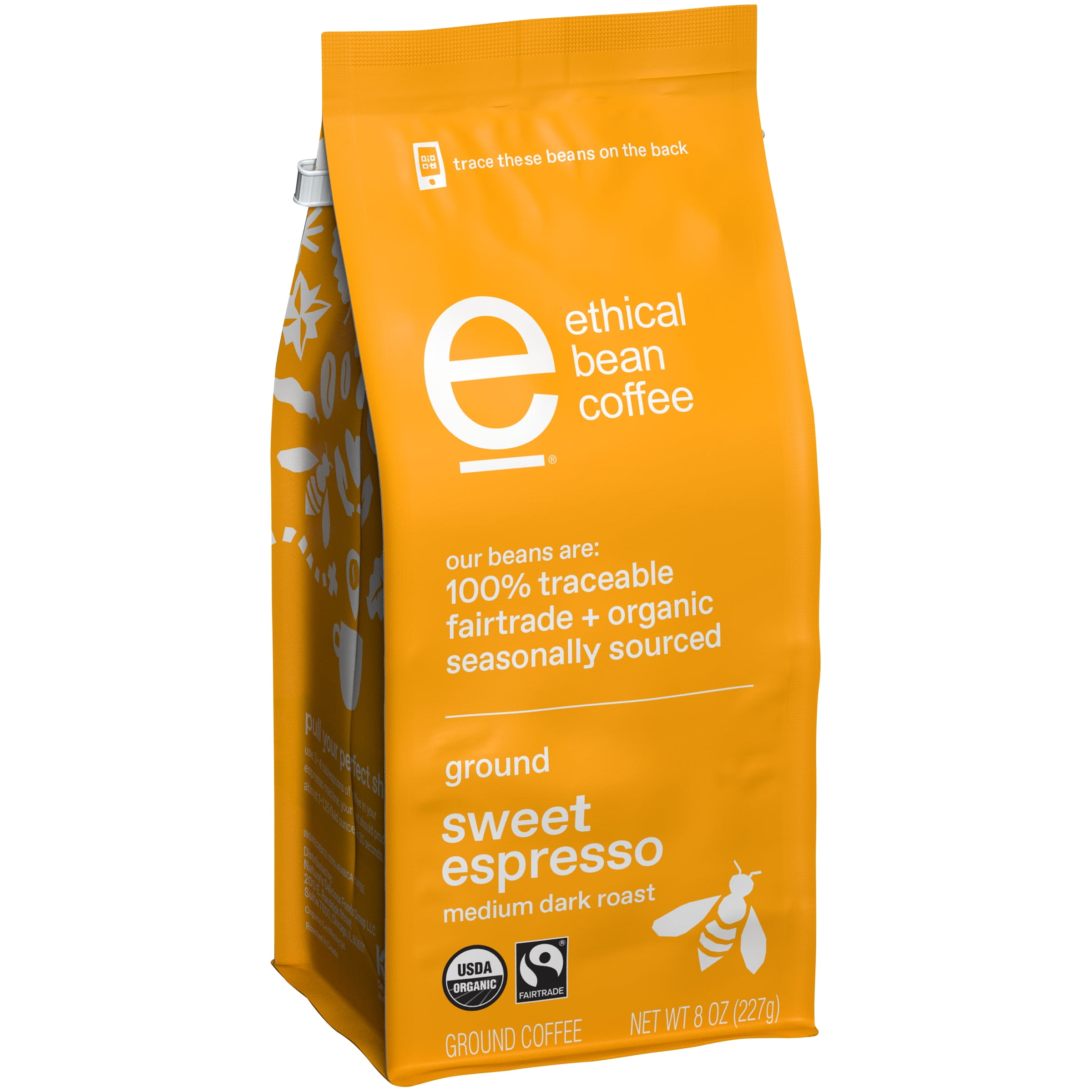 Ethical Bean Fairtrade Organic Coffee, Sweet Espresso Medium Dark Roast