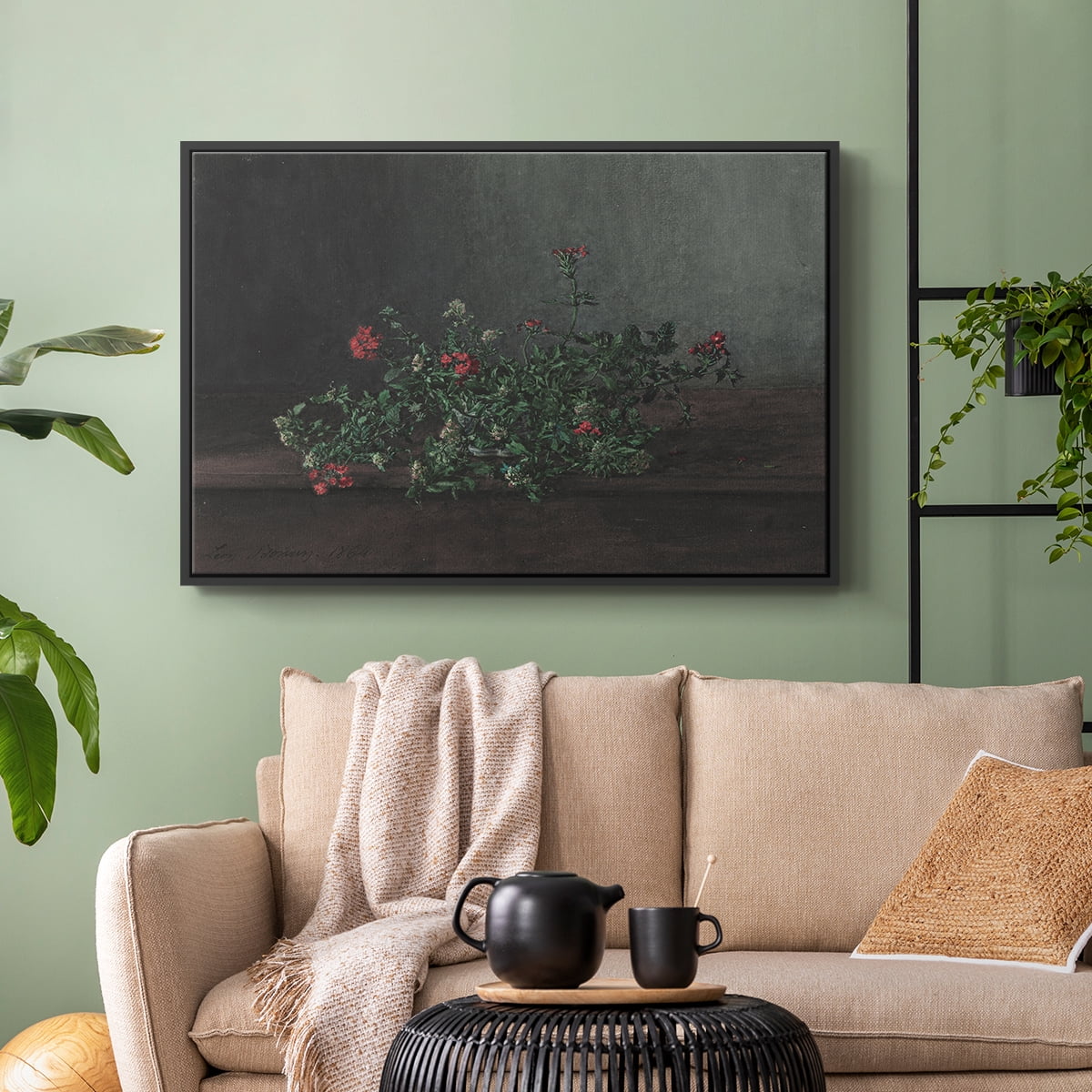 Vintage Botanical Print-XCIV By Wexford Home Framed in Black Wood Gallery Wrapped Canvas 25 in. x 37 in.