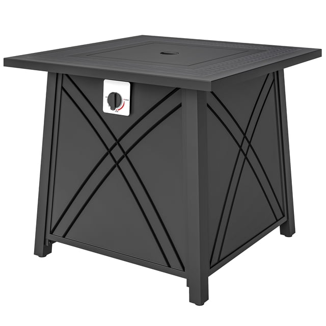CoSoTower 28" Propane Fire Pit Table 40,000 BTU Square Outdoor Gas Fire Table with Waterproof Cover, Adjustable Foot Pads