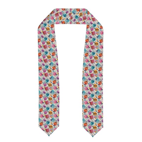 Rateoe Skulls and Roses Pattern Graduation Shawl Stole – Elegant Stole for Graduates ,Graduation Gown Accessory, Academic Stole-Flattened