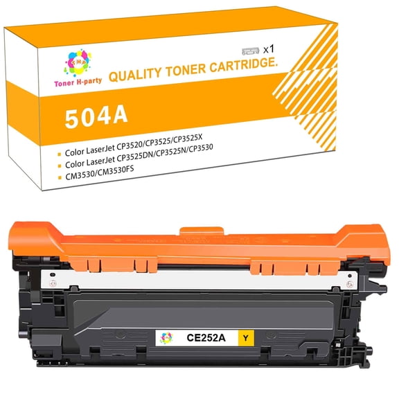 Toner H-Party Toner Cartridge Compatible for CE252A for Use with Color LaserJet CP3520 CP3525 CP3525X CP3525DN CP3525N CP3530, CM3530 CM3530FS (Yellow,1-Pack)