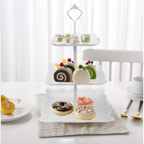 Dessert Cake Stand For Wedding Home Decor, Elegant Cookie Tray Rack, Multi-tiered Fruit Plate For Candy Buffet Set, Stylish Serving Platter, Dining Room Decoration (White,