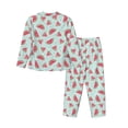 thumbnail image 2 of Wukai Watermelon Print Women's Pajama Set - Soft Long Sleeve Sleepwear for Comfort and Style-Small, 2 of 9