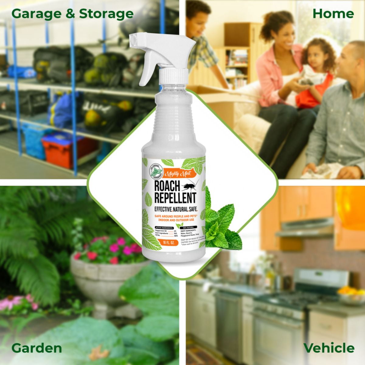 Mighty Mint 16oz Cockroach Repellent Peppermint Oil Spray - Natural Roach Killer + Deterrent