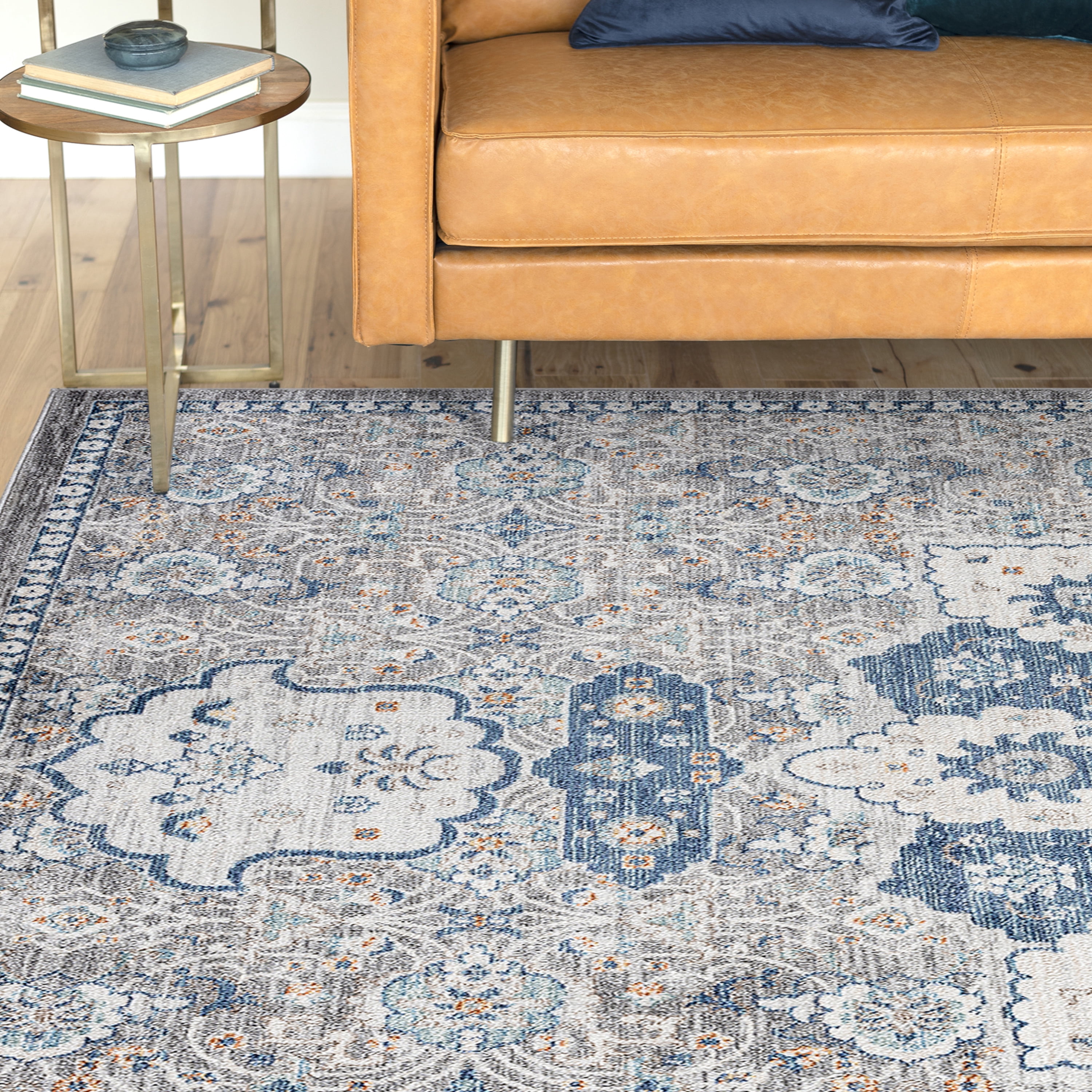 Traditional 8x10 Area Rug (7'11'' x 10'3'') Oriental Gray, Cream Living Room Easy to Clean