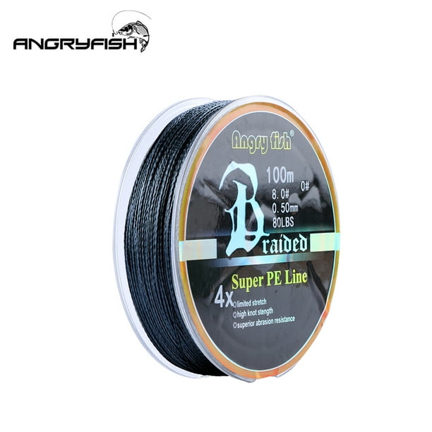 ANGRYFISH Diominate PE Line 4 Strands Braided 100m/109yds Super Strong  Fishing Line 10LB-80LB Black