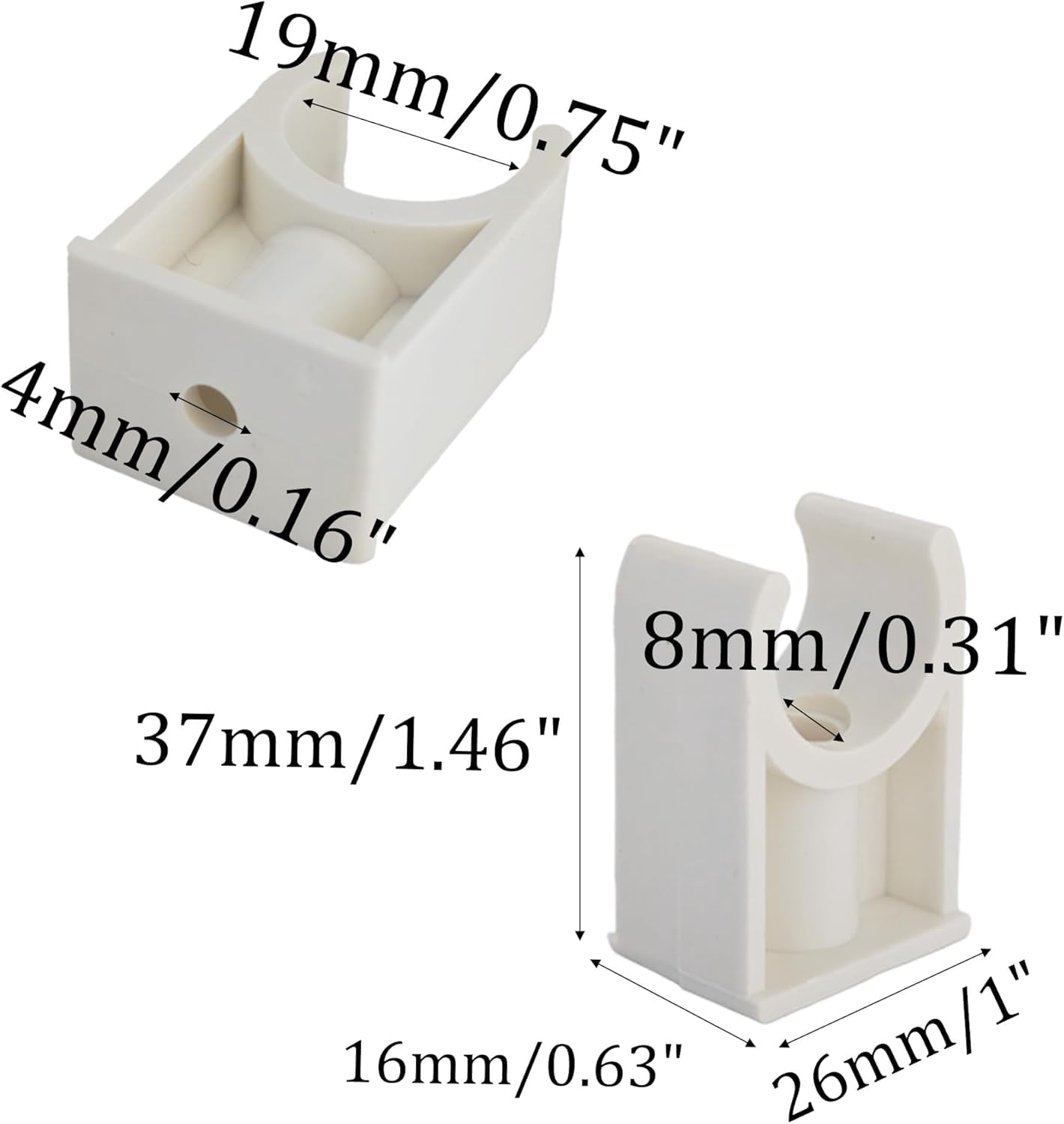 FRKSMD-50PCS 20mm/0.78" PVC Pipe Support Clamps, U-Shaped Tubing Clips for Water Pipe, Plastic Hose Holder for Plumbing & Cable Management