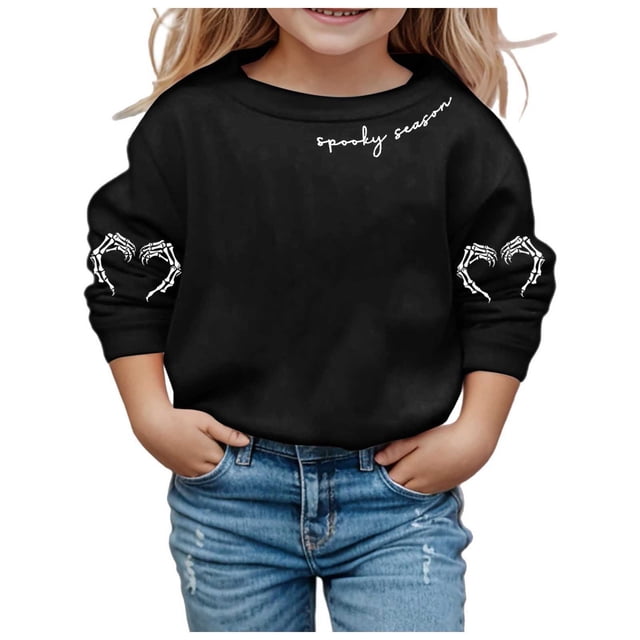 Chandail Doux à Manches Longues pour Fille, Graphique, Mignon, Col Rond, Chandails, Haut, Vêtements pour Filles