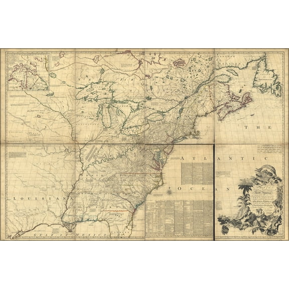 24"x36" Gallery Poster, map of North America pre united states 1773