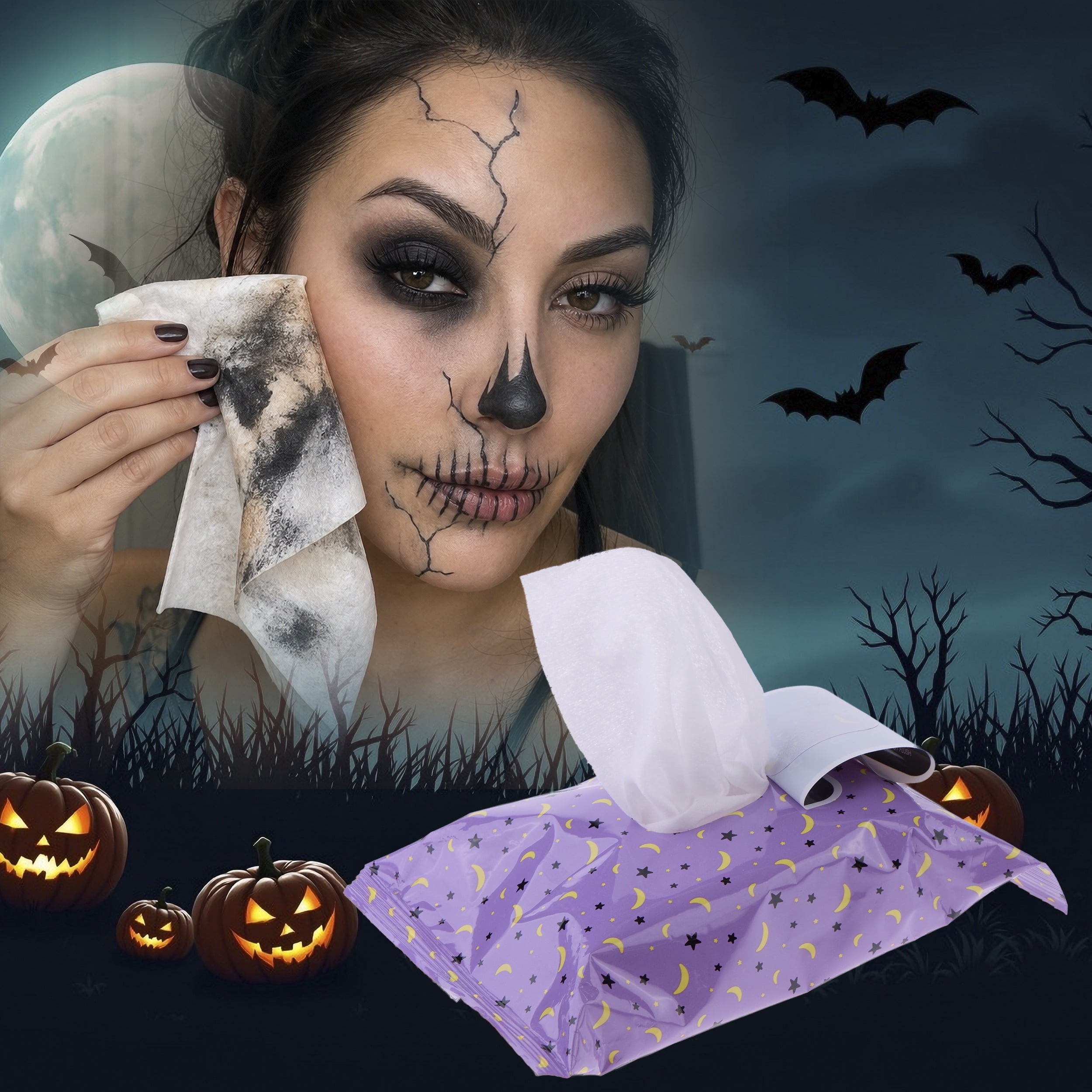 25 Count Makeup Removing Wipes Star and Moon Packaging, Almar
