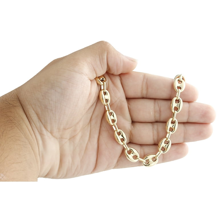 Real 10K Yellow Gold 3D Hollow Puff Gucci Link Chain 9.50mm Necklace 22 Inch Walmart
