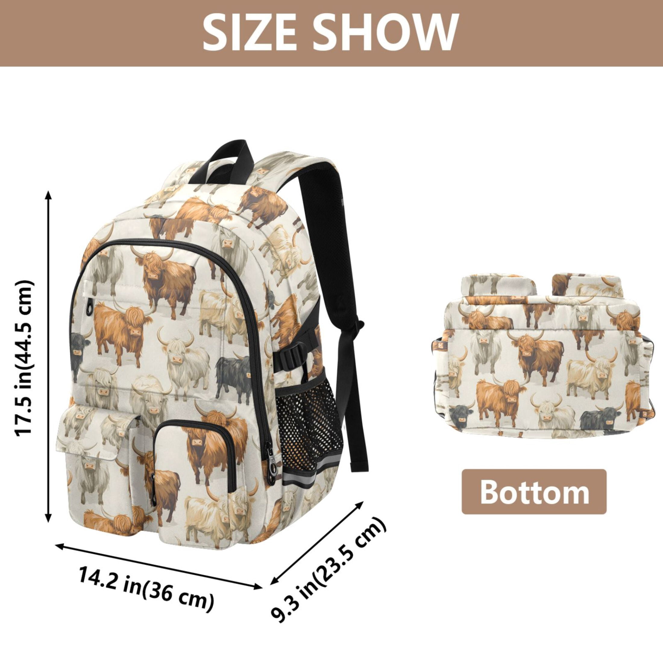 ALAZA Highland Cows Print Student Backpack School Bookbag Large Laptop Daypack Travel Bag