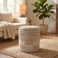 thumbnail image 3 of Carolina Chair & Table Round Handwoven Fabric Storage Ottoman in Yellow, 3 of 8