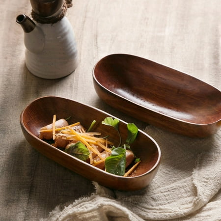 

Ludlz Japanese Style Wooden Tray Smooth Edges Serving Dried Fruit Cheese Sushi Holiday Snacks Retro Dessert Serving Tray Snack Dish Fruit Organizer