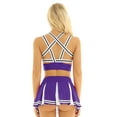 thumbnail image 5 of Sxiwei Womens Cheerleading Costume Dress Crop Top with Mini Pleated Skirt Cheer Leader Outfits Purple S, 5 of 7