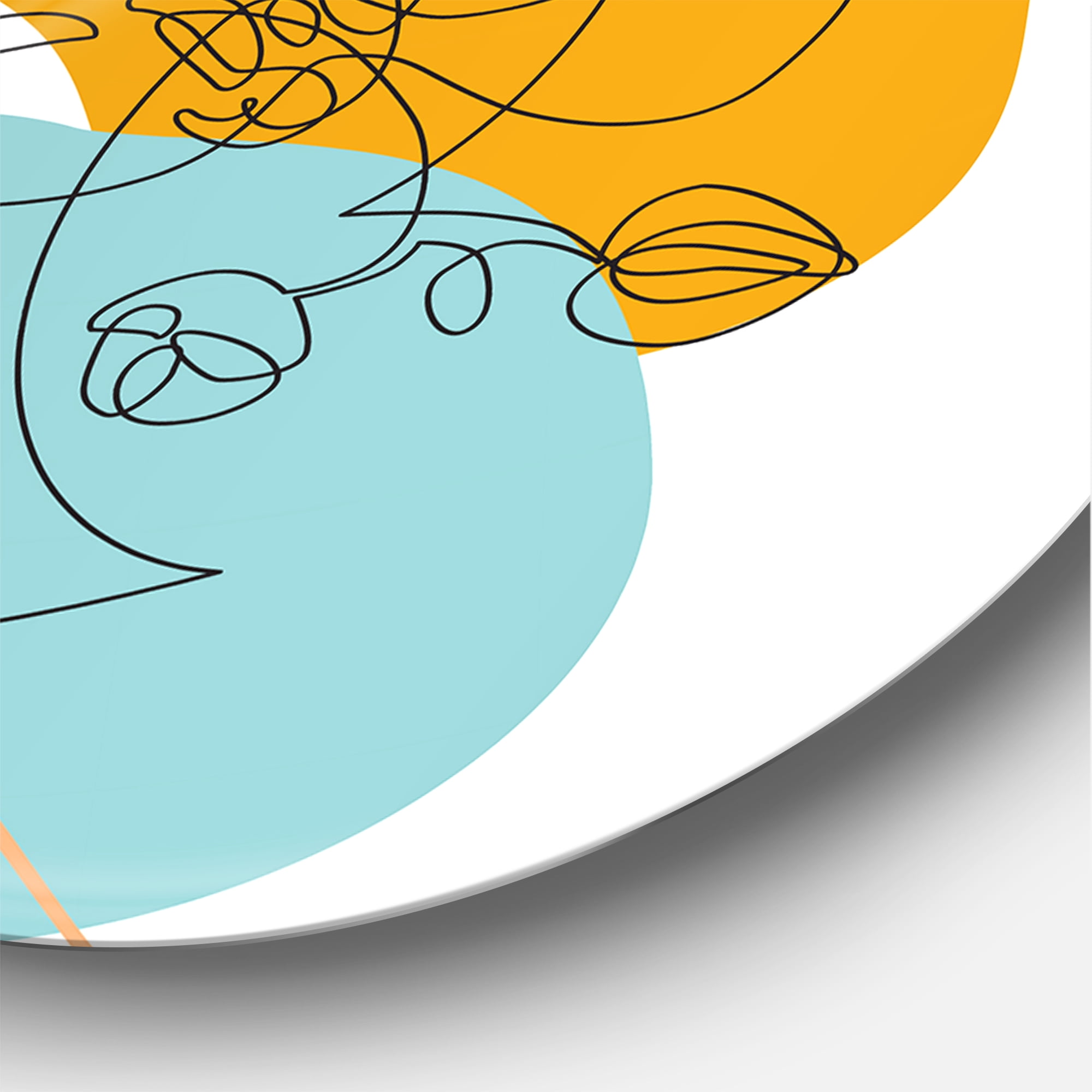 Designart 'Beautiful Woman Portrait With One Line Drawing' Modern Circle Metal Wall Art 36x36 - Disc of 36