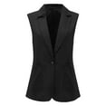 thumbnail image 3 of DuoJiaJ Women's And Linen Sleeveless Solid Color Color Cardigan Small Suit Jacket Women's Women Winter Coat Black L, 3 of 4