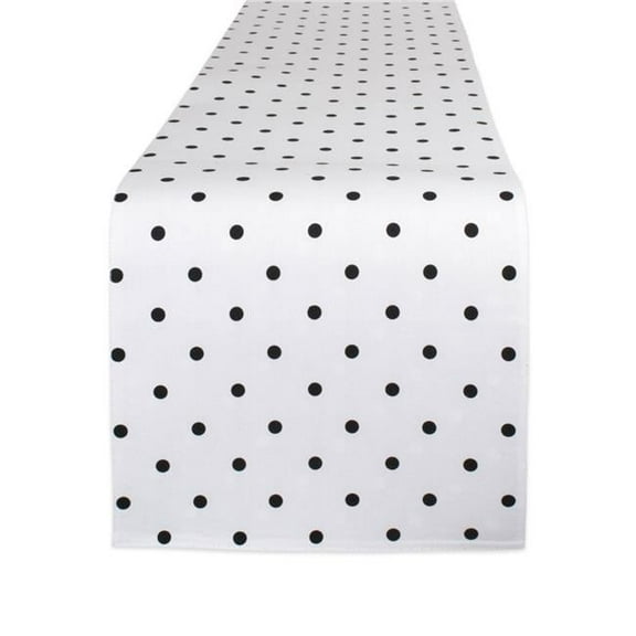 72 in. Reversible Polka Dot Table Runner - White & Black