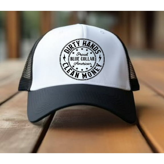 Southern Attitude Designs- Dirty Hands, Clean Money Black and White Unisex Foam Trucker Hat