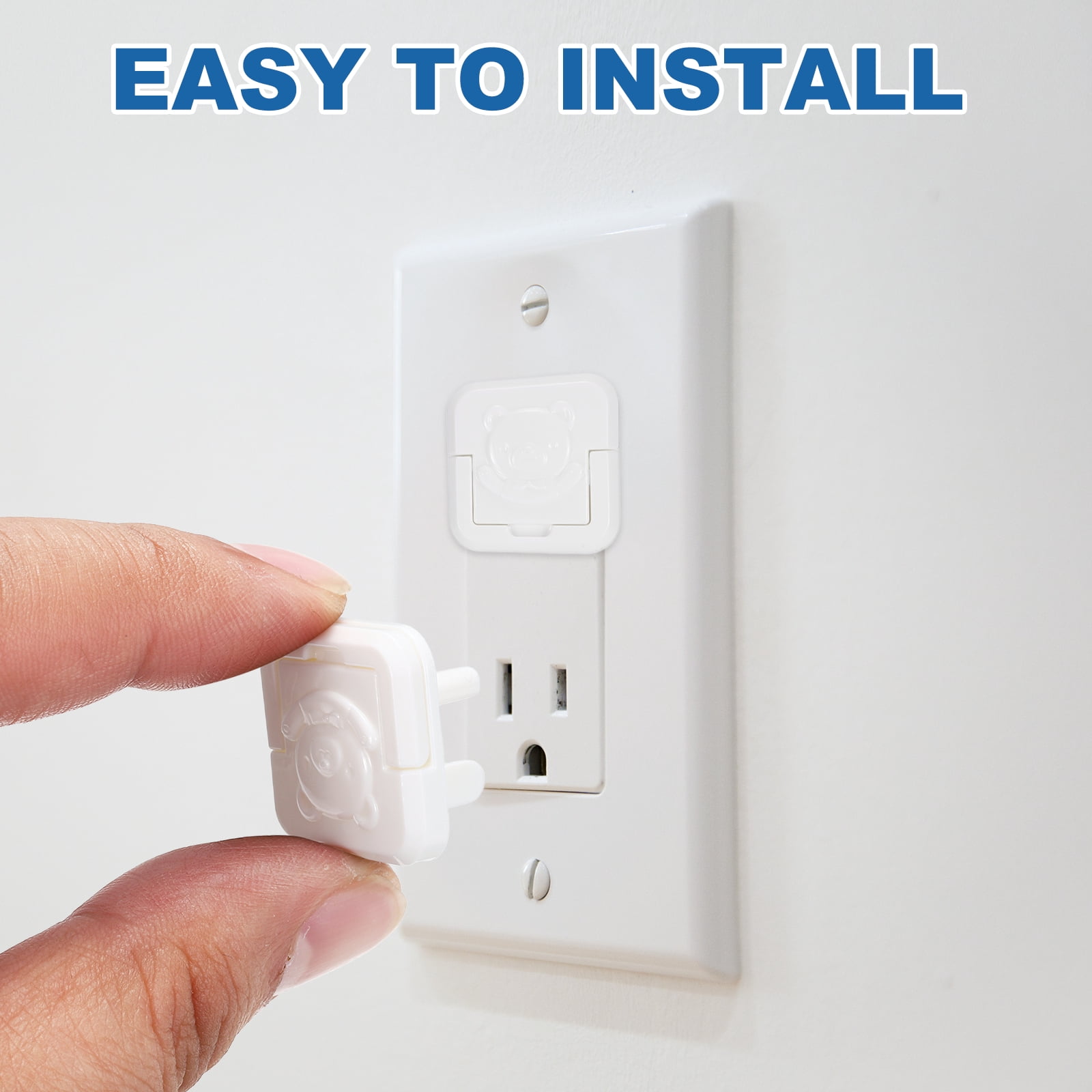 Uxcell 50 Pack Outlet Covers Proofing, Electrical Safety Plug Covers Outlets Socket Proof Caps Easy Install Plug Power Sockets Protectors for 3-Prong Wall Plate, Square Cute White