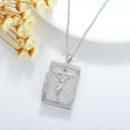 thumbnail image 2 of SOULMEET Personalized 10K 14K 18K Solid White Gold/Silver Rectangle Locket That Holds Picture Custom Large Crucifixion Cross Locket Necklace Gift for Men Women, 2 of 10