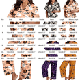 thumbnail image 3 of Halloween Pajamas Women Short Sleeve Button Top Matching Wide Leg Pant Set Plus Size Cute Pumpkin, 3 of 5