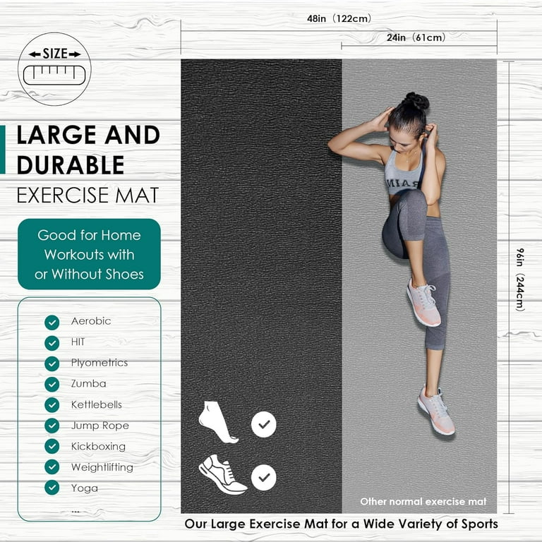 Large Exercise Mat 6 x 4 8 x 4 Extra Durable Workout Mats for Home Gym Flooring High Density Gym Mats Cardio Mat for Jump Rope MMA Stretch HIIT Shoe Friendly Non Slip Non Toxic