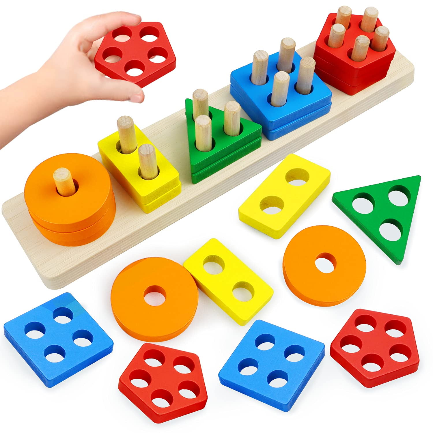 Autrucker Wooden Educational Toys for 1 to 3YearOld Boys Girls