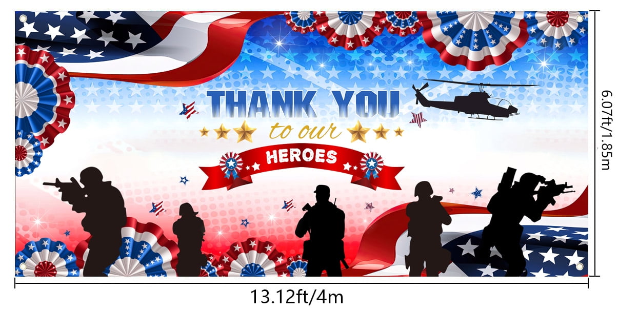 Garagentor-Dekoration 'Thank You Veterans' – 6 X 13 Ft (180 X 390 Cm), Patriotische Flagge | Für Veteranentag, Memorial Day, Innen & Außen