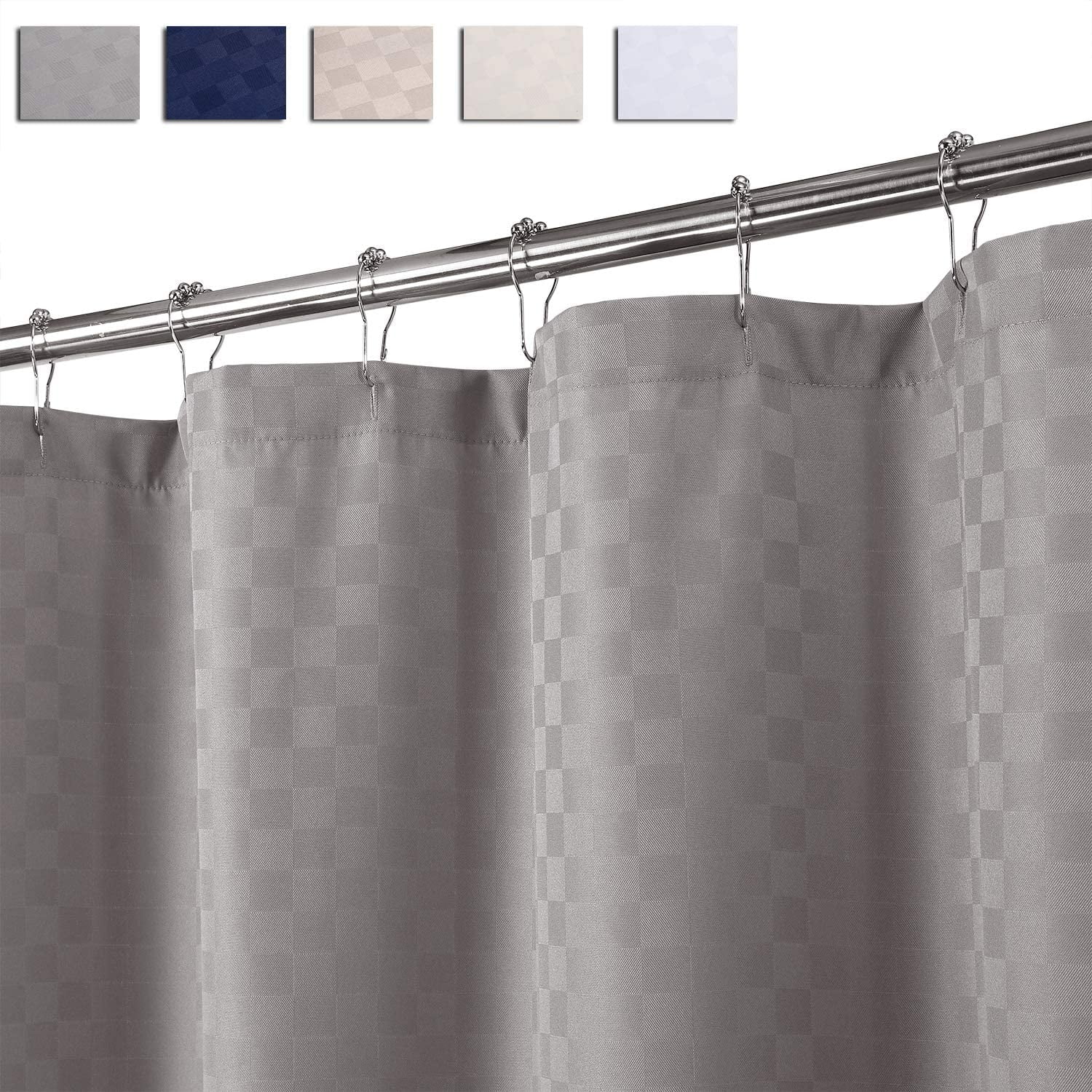 Extra Long Shower Curtain 84 Inches Length Hotel Luxury 190gsm Heavy Weight Fabric Shower 4418