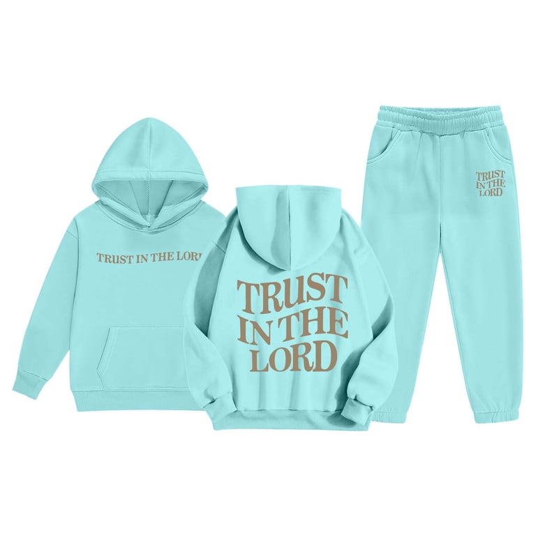 Generisch Set kinderen casual brief bedrukt lange mouwen hoodie pullover sweatshirt trainingspak jogger joggingbroek unisex 2 stuks sweatsuit set 1, geel, 4-5 Jaar
