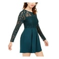 thumbnail image 3 of Speechless Womens Juniors Mini Lace Fit & Flare Dress Green XS, 3 of 4
