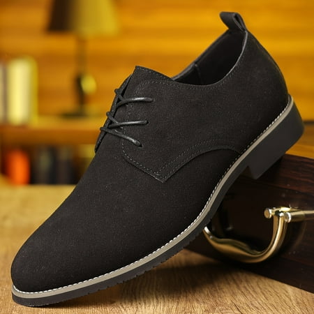 XGZHP2 Comfortable Plus Size Mens Solid Colour Plain Toe Derby Shoes with Non Slip Rubber Sole for Formal Events Lace Up Mens Business Style Footwear