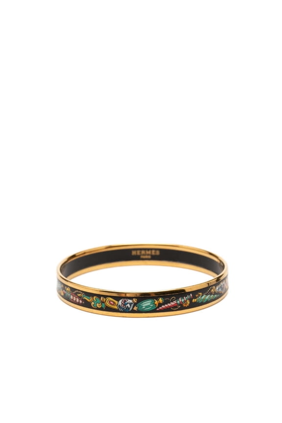 Pre-Owned Hermes Email PM Cloisonn Bangle, Gold Multicolor Plated, Women's