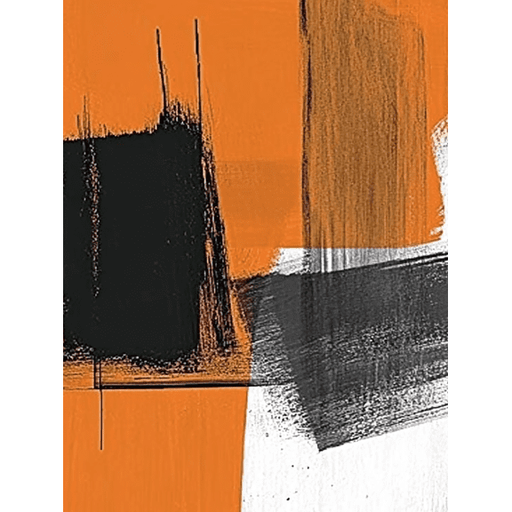 Abstract Orange and Black Brushstrokes Decorative Painting/Canvas Art, Suitable for Living Room, Bedroom, Office, Workspace, Hotel, Restaurant, Gallery, Waiting Room Decor