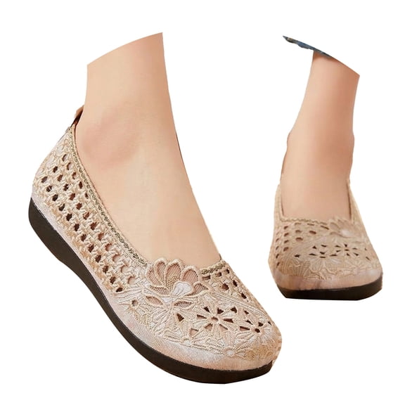 ibiyuan Wide Walking Shoes for Women Arch Support Wide Walking Shoes for Women Mesh Knitted Slip-On Women's Fashion Sneakers Soft Hands Free Mary Jane Shoes Women Sports Shoes