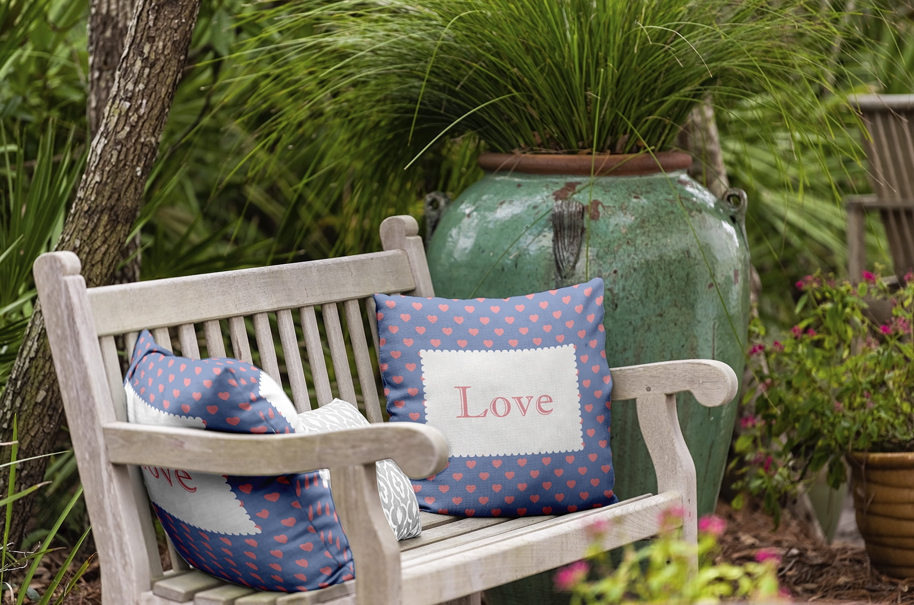 20" x 20" Simply Daisy Love Polyester Indoor/Outdoor Pillow, Cornflower Qty 1