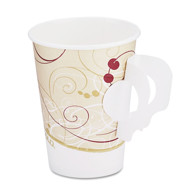 Dart Hot Cups w/Paper Handle Symphony Design 8oz Beige 1000/Carton