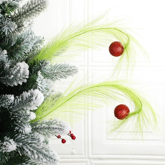 Wadada Christmas Tree Topper 17'' Red Green Curly Stems Lime Green Curly Xmas Tree Pick Elf Ornaments Stems for Christmas Tree Topper Home Office Wreath Craft Decorations