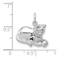thumbnail image 3 of 14k White Gold Diamond-cut Satin Open-Backed Cat Charm, 3 of 4