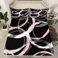 thumbnail image 2 of Manfei Geometric Circle Queen Sheet Sets 4 Pieces, Black Pink White Flat Sheet, Modern Abstract Art Queen Fitted Sheet, Super Cozy Room Decor, 2 of 7