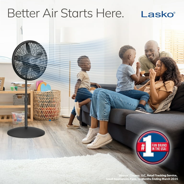 Lasko Adjustable Large Room Standup Pedestal Fan, 3-Speed
