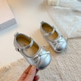 thumbnail image 2 of Viluyesy Girls’ Spring Summer Leather Flat Shoes – Soft Sole Comfortable Fashion Footwear with Bowknot Detail and Timeless Minimalist Design Silver Size 10.5, 2 of 9