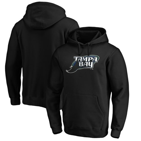 Men's Black Tampa Bay Rays Cooperstown Collection Huntington Logo Fitted Pullover Hoodie