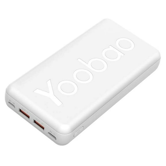 Portable Battery Backup Charger 20000mAh Compact External Power Bank, Compatible with iPhone Samasung Google OnePlus Phones & More Micro & USB-C Battery /White P20T