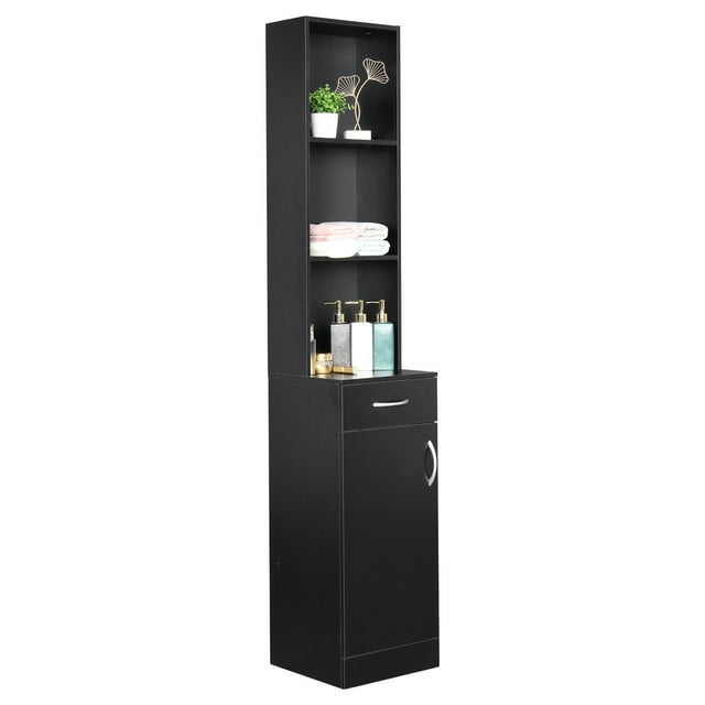 Tcbosik 70" Tall Storage Cabinet with Drawer, Modern Corner Bathroom Cabinet, Black - Walmart.com