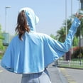 thumbnail image 5 of VBVC Women's UPF 50+ Full Coverage Sun Protection Hoodie,Ladies Breathable Zip Up Jacket,Outdoor Driving Cycling Shirt For Women,Light Blue,Free Size, 5 of 8