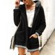 thumbnail image 3 of Chaqueta borrosa de manga larga para mujer, diseño de bolsillo largo de invierno, abrigo cálido con capucha para mujer, para fiesta, compras informales, negro S, 3 of 6