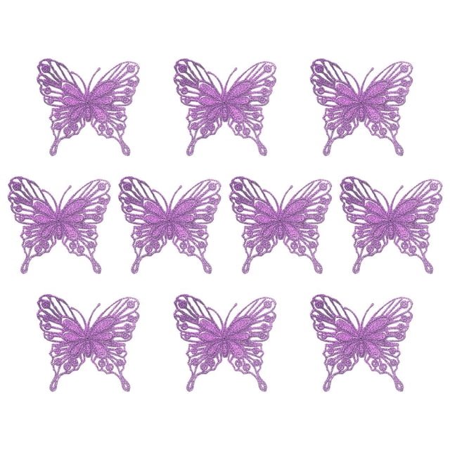 Simulation Butterfly Christmas Plastic Decoration Accessories Layer Gold Powder Glitter New Artificial Flower Tree